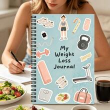 1本软皮健身饮食日志笔记本，螺旋装订，包含运动记录、食物追踪、进度图表，男女通用，便携式健康生活方式规划器、饮食和锻炼计划本、励志日记 - A5 - 查看 2