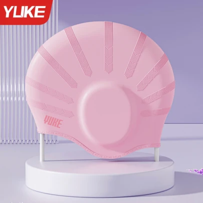 Yuke Extra Large Ear Protection Silicone Swim Cap, Waterproof Anti-Chlorine Swimming Hat For Long Hair, High Elastic Non-Tight Fit, Durable Pool & Beach Essentials For Teens & Adults Summer Water Sports