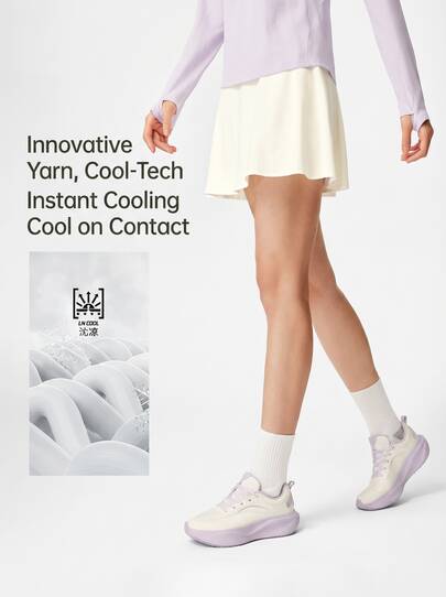 LI-NING Women's LN COOL Cooling Skort, Anti-Slip Lining Outdoor UV-Protection Quick-Dry Skirt AKSW128