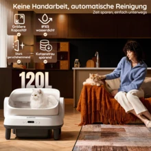 DEVOKO 90L Large Capacity Cat Litter Box Cat-Friendly Litter Box With Integrated Protection APP-Controlled Monitoring With Automatic Cleaning Solids Aromatherapy Deodorization Function Includes Litter Scoop And Filter Grid - White - View 2