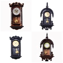 4pcs Mini Wall Clock (Black/Natural Wood), Miniature Wooden Clock, Decorative Hanging Accessory, DIY Decor Parts, Dollhouse Clock Model, Pretend Play Toy, Micro Landscape Room Decor, Realistic Clock - Multicolor - View 10