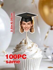 زينة كيك مخصصة بالصور، زينة كب كيك على شكل قبعة، 1/10/25/50/100/150 قطعة بأنماط متعددة، لأعياد الميلاد، لوازم الحفلات، هدية مخصصة، التخرج، زينة كيك بالوجه - متعدد الألوان - مشاهدة 21