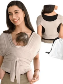 符合人体工学的婴儿背带，可调节弹性婴儿背巾，适合哺乳和旅行，亲肤材质，轻便易携，解放双手，适合幼儿和新生儿，舒适的户外婴儿背带，婴儿背巾，婴儿背带，婴儿吊带，新生儿背带，哺乳遮阳布，解放双手的婴儿背带，新生儿背巾，旅行婴儿背带 - 彩色 - 查看 2