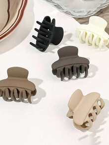5 piezas Clips de pinza para cola de caballo de color beige mate mediano de 4.5cm de alto, accesorios de fijación del cabello para mujeres - Multicolor - Ver 3