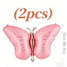 2 Stück 35-Zoll matte Schleifenballons, rosa Schmetterling Folienballons, große bunte Schmetterling Folienballons, geeignet für Schmetterlings-Themen Geburtstagsfeiern, Baby-Duschen, Hochzeitsdekoration, Abschlussfeier Dekoration, Raumdekoration, Szenenbild - Rosa - Übersicht 6