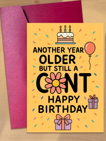 幽默生日贺卡，附信封，适合赠送朋友。贺卡内含诙谐笑话，是成人派对的完美之选，保证让您开怀大笑。