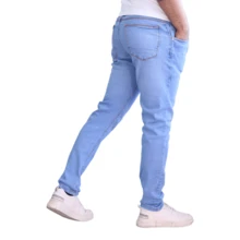 Pantalón Semiskinny de Mezclilla Stretch para Hombre John Silver - Celeste - Ver 3