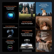 dji Osmo Pocket 3 4K/120fps Gimbal Camera 3-Axis Stabilized + Lapel Mic 2Pc Bundle - Black - View 5