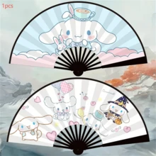 SANRIO 1个可爱卡通无纺布手持折叠扇，夏季必备降温收藏品，双面图案包括Hello Kitty、Kuromi、Pompompurin（部分图案随机），派对礼品 - 多色 - 查看 16