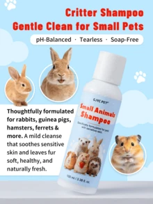 Small Pet Shampoo – 3.38 Fl Oz Tearless Gentle Cleanser For Guinea Pigs, Rabbits, Ferrets, Hamsters & Hedgehogs, Deodorizing & Conditioning Formula, PH Balanced For Sensitive Skin, Paraben Free - 100ml - View 3