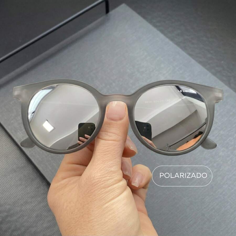 Round Polarized Sunglasses For Men And Women, Lightweight, Comfortable, Full UV400 Protection - 海灘石墨霧面鏡面 - 查看 1