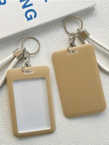 1pc Ins Style Macaron Solid Color Bus Card Plastic Protector, Student ID/Access Card/Key Holder - A - View 2