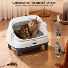 DEVOKO 90L Large Capacity Cat Litter Box Cat-Friendly Litter Box With Integrated Protection APP-Controlled Monitoring With Automatic Cleaning Solids Aromatherapy Deodorization Function Includes Litter Scoop And Filter Grid - White - View 5