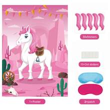 1 Set "Pin The Tail On The Horse" Game, Includes 30 Reusable Tails, 1 Large Western Cowboy Horse Game Poster, Suitable For Cowboy Parties, Western Birthday Parties, Carnival Events - Multicolor - View 14
