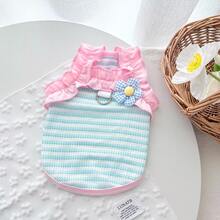 1 bộ quần áo thú cưng mùa xuân/hè: Áo thun hai dây dệt kim cho chó, áo vest cho mèo, áo không tay kẻ sọc Dopamine nhẹ, thoáng khí, thoải mái cho chó. - Nhiều màu - Xem 21