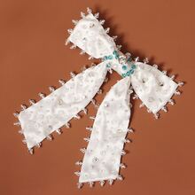 1个优雅大号布艺蝴蝶结发夹，缎面串珠发卡 - 彩色 - 查看 2