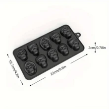 Silicone Rectangular Skull Ice Cubes Tray - 1pc Multipurpose Mold For Whiskey Cocktail, Chocolate Candy Pudding Jelly - Manual Kitchen Accessory For Party Essentials - Black - View 13