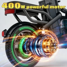 Bicicleta eléctrica para adultos, motor de 700 W, batería de 36 V y 14,5 Ah, neumáticos de 14 pulgadas de grosor, velocidad máxima de 45 km/h, autonomía de 72 km, todoterreno. - Negro - Ver 3