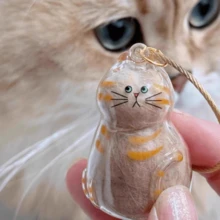 定制猫狗毛发收纳吊坠，可爱猫毛收纳盒，钥匙扣吊坠，包包配饰，吊坠礼品，送给猫狗爱好者的理想礼物 - 彩色 - 查看 4