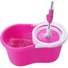 Spin Mop And Bucket, Mopping, 360° Microfiber Spin Mop With Bucket And Dual Mop Heads Self Wringing Spinning Mop Telescoping Handle Easy Floor Mop Floor Cleaning System For Home Kitchen Office Pink - 預設 - 查看 4