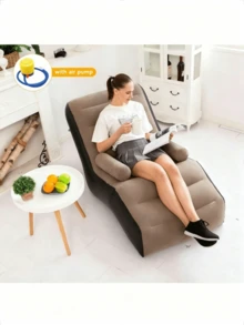 Foldable Slouchy Sofa With Storage Bag, Suitable For Living Room And Bedroom, Portable Inflatable Sofa Cushion, Camping Equipment - MultiWarna - View 7