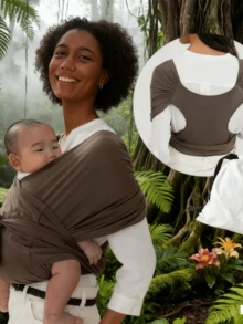 符合人体工学的婴儿背带，可调节弹性婴儿背巾，适合哺乳和旅行，亲肤材质，轻便易携，解放双手，适合幼儿和新生儿，舒适的户外婴儿背带，婴儿背巾，婴儿背带，婴儿吊带，新生儿背带，哺乳遮阳布，解放双手的婴儿背带，新生儿背巾，旅行婴儿背带 - 彩色 - 查看 1
