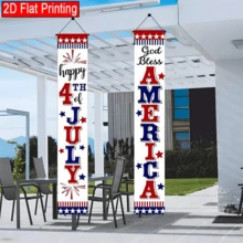 2pcs American Independence Day Theme Banner, Made Of Polyester Material, Suitable For Independence Day Party, Patriotic Theme Gathering, Home Entrance, Front Door, Yard Porch, Indoor And Outdoor Use, Reusable Background Fabric - A - View 3