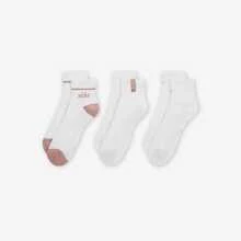 Nike 3 pares de calcetines de tobillo de felpa INNECESARIOS para mujer, calcetines deportivos clásicos para primavera y verano, HV6887-901 - Blanco - Ver 2