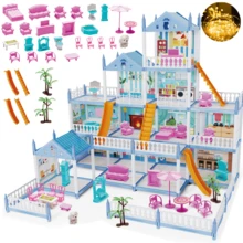 Juguetes para casas de muñecas Juguetes para la casa de las niñas Contiene e iluminación - Azul 14 Habitaciones+2 muñecas+Luz GTIN - Ver 2