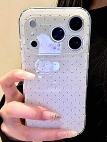 Ốp lưng điện thoại màu hồng dễ thương in họa tiết chấm bi, tương thích với iPhone 17 Pro Max, 17 Pro 17, 16 Pro Max, 16 Pro 16, 15 Pro Max, 15 Pro Max, 15 Pro 15. Ốp mềm bảo vệ camera đáng yêu. - Chấm bi hồng - Xem 3