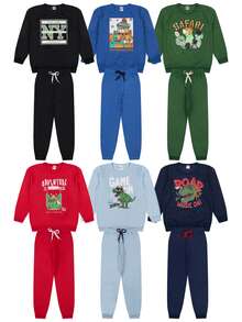 8-Piece Boys' Winter Sweatshirt Set (Sizes 1-16) - 4 Sweatshirts + 4 Pants - Kit Of 2 Sets (2 Jackets + 2 Pants) - View 1