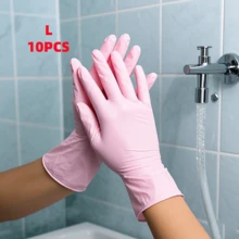 10/20/50/100pcs Powder-Free Latex-Free Pink Nitrile Gloves, Suitable For Kitchen Cleaning, Beauty, Sofa, Outdoor Camping, Etc. (Hot Selling 10, 20, 50, 100 Pcs Pack) - Baby Pink - View 26