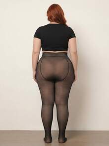 Plus Size XXXXL Tights Up To Size 52 Women's Thermal Plush Lined Winter Warm - màu đen - Xem 3