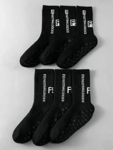 1/3/6 pares de calcetines de fútbol/fútbol para hombres y unisex, hasta el tobillo, antideslizantes, duraderos y cómodos para entrenamiento diario, calcetines de otoño - Blanco y Negro - Ver 18