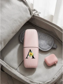 Toothbrush Case, Portable Black Flowers‑Shaped Letter A‑Z, Keeps Toothbrush Clean And Hygienic, Protective Cover For Travel Camping Business Trips School Bathroom, Toothbrush Cup Holder, Travel Wash Cup And Storage Box, For Adults Travelers, Great For Summer Travel For Mother's Day Birthday Gifts Graduation Gift, Essential Back To School And Graduation Season - Multicolor - View 8