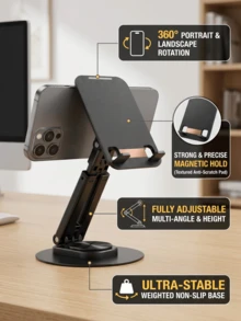 huaxunyuan Adjustable Foldable Minimalist Phone Stand, Stable Non-Slip Desktop Phone Holder, Portable Hands-Free Phone Stand For IPhone, Android, Tablet, Office, Home, Travel - View 5