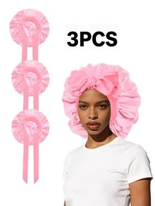 1pc Women's Satin Sleeping Cap, Elastic Strap Design, Smooth & Silky, Colorful Satin Material, Casual Home Daily Hair Care Sleeping Hat Hair Sleep Cap Sleep Bonnet,Summer,Beach - Black - View 12