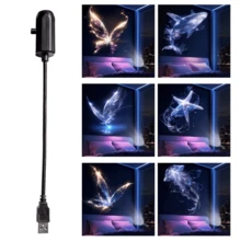Ocean-Themed Projector Light; Supports 360-Degree Rotation And Comes With 6 Replaceable Patterns, Suitable For Room Decoration, Photography Backdrops, And Educational Presentations. Modern And Stylish Design With Distinctive Patterns. - Black - View 2