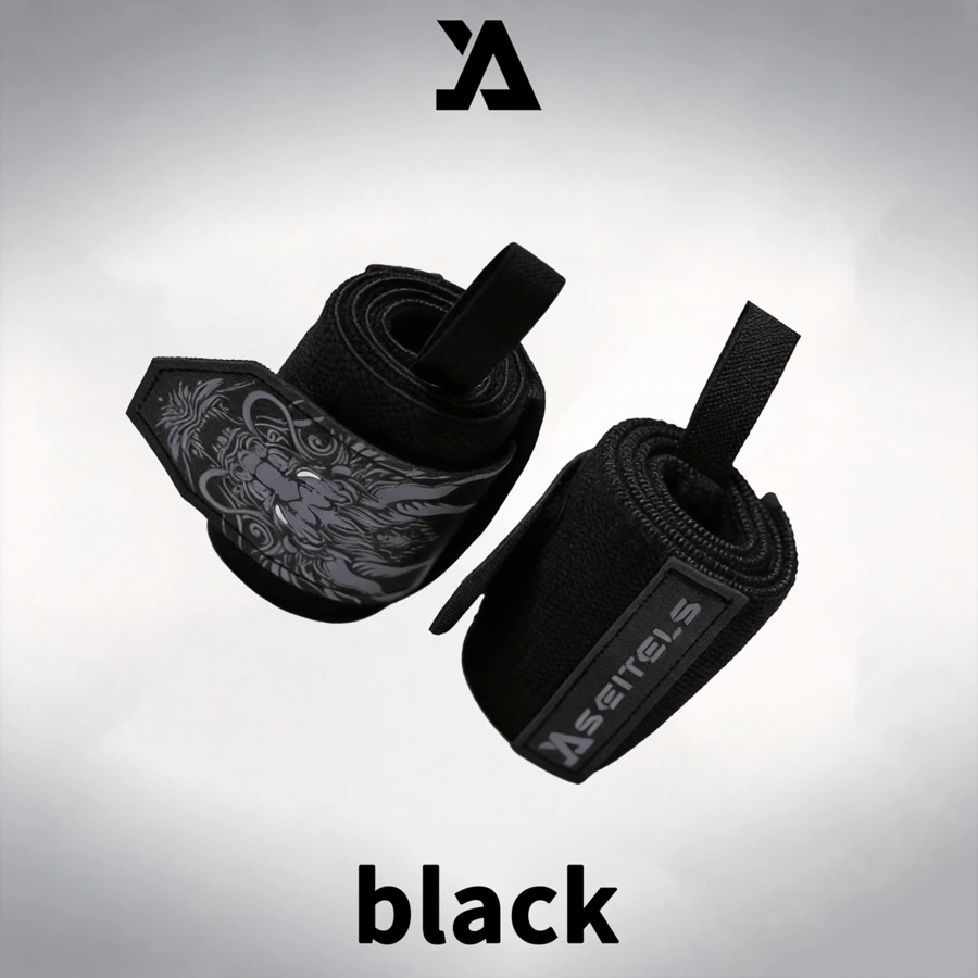 1 par de muñequeras deportivas YUAO, unisex, con patrón de dragón chino, alta elasticidad y grosor - Negro - Ver 1