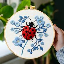 Handmade Embroidery Kit, Forest Series Insect Dragonfly & Ladybug, Beginner Friendly, Cozy Home Decor Wall Hanging Or Ornament, Gift - Multicolor - View 5