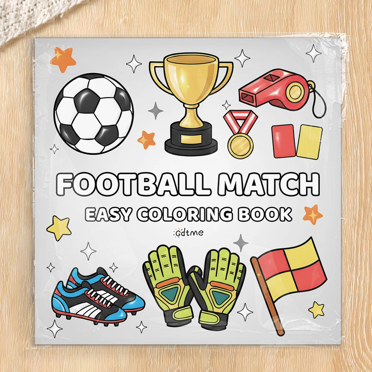 GDTME Soccer Series: A Cute And Fun Soccer Series Coloring Book For Students, 24 Pages Of Simple And Unique Doodles, Stress Relief, Soccer Support, Pearlescent Cover, Thick Paper, Stationery, World Cup, Back-To-School Season, Birthday Gift, Gift For Women, Adult Coloring Book. - Football Series - View 1