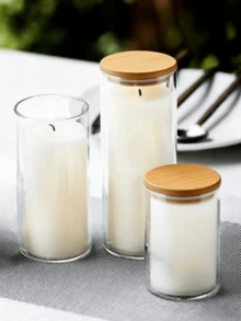 6.5cm Wide Transparent Glass Candle Holder, Slender Borosilicate Glass Candle Stand, Suitable For Wedding Party, Holiday Event, Tabletop Candle Display, Evening Gathering Decoration (Candle Not Included) - Transparent - View 12