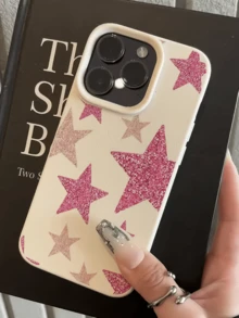 1件 白色亮片星星極簡風個性化 TPU 防震全包手機殼，適用於 Apple 18 17 16 15 14 13 12 11 Pro Max Air 及系列 - 彩色 - 查看 4