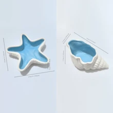 Decorative Ceramic Jewelry Tray, Seashell, Starfish Shaped Trinket Dish, Ceramic Ring Earring Holder, Ocean Theme Decor Plate For Rings, Earrings, Necklaces, Bracelets, Watches, Keys, Home Decor For Bathroom, Bedroom, Office Best - 2pcs - View 11