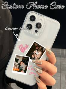 1pc Custom Photo Phone Case, Personalized UV Print Clear Full Cover Protective Case, Customizable Gift For IPhone 17/16/15/14/13/12/11 Pro Max Plus, S26/S25/S24/S23 Ultra FE International Version, Not Local Version, Phones, Ideal For Valentine's Day, Mother's Day, Bestie Gifts - Clear - View 2