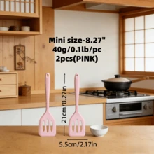 Bộ 1/2 muỗng xẻ rãnh silicon mini 8 inch - Chịu nhiệt cao, mềm dẻo, chống dính, dùng để lật cá/trứng/bánh kếp/bánh mì kẹp thịt, an toàn với máy rửa chén (Đen/Đỏ/Hồng/Xanh lá cây) - Nhiều màu - Xem 17
