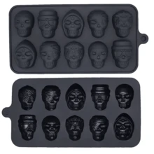 Silicone Rectangular Skull Ice Cubes Tray - 1pc Multipurpose Mold For Whiskey Cocktail, Chocolate Candy Pudding Jelly - Manual Kitchen Accessory For Party Essentials - Black - View 12