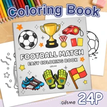 GDTME Soccer Series: A Cute And Fun Soccer Series Coloring Book For Students, 24 Pages Of Simple And Unique Doodles, Stress Relief, Soccer Support, Pearlescent Cover, Thick Paper, Stationery, World Cup, Back-To-School Season, Birthday Gift, Gift For Women, Adult Coloring Book. - Football Series - View 2