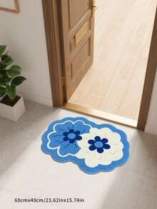 1pc Fresh Blue Floral Long Carpet, Bedroom Bedside Decorative Mat, Ins Style Blue Floral Plush Rug, Irregular Size, 1-5cm Trimming Error Allowed, Hallway Long Carpet, Rug, Long Carpet, Area Small Rug, Mat, Home Decor, Area Rug, Living Room Area Rug, Living Room Home Decor, Room Decor, Thickened Carpet, Plush Carpet, Autumn/Winter Carpet, Thickened/Plush, Washable Carpet - Multicolor - View 19