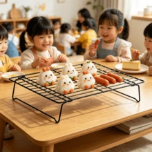 1/2 chiếc giá nướng bằng lưới thép không gỉ có thể gập lại, màu đen, tiết kiệm không gian, thích hợp để nướng bánh ngọt, bánh quy, bánh mì và bánh pastry. - màu đen - Xem 8